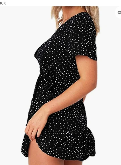 Chiffon ruffle mini dress with belt - Picture 6 of 8